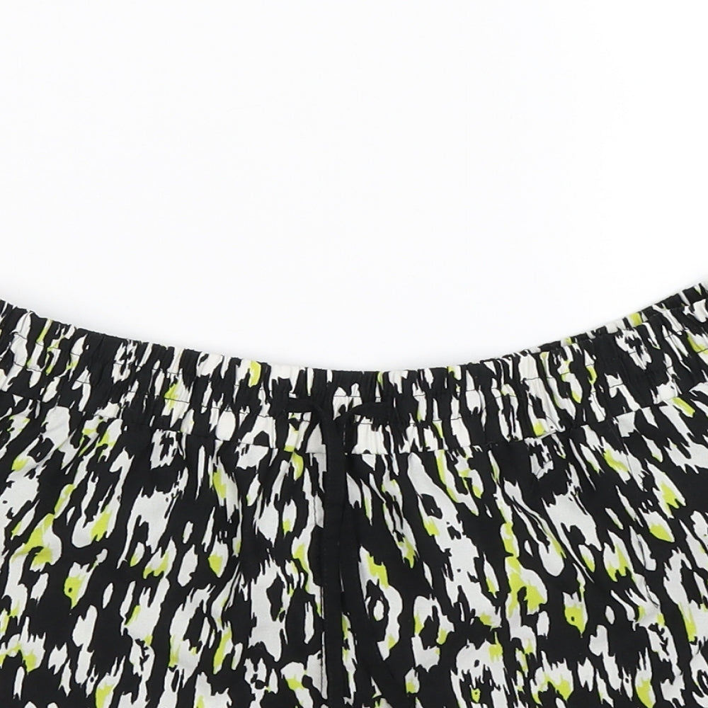 denim co Womens White Geometric Satin Sweat Shorts Size 8