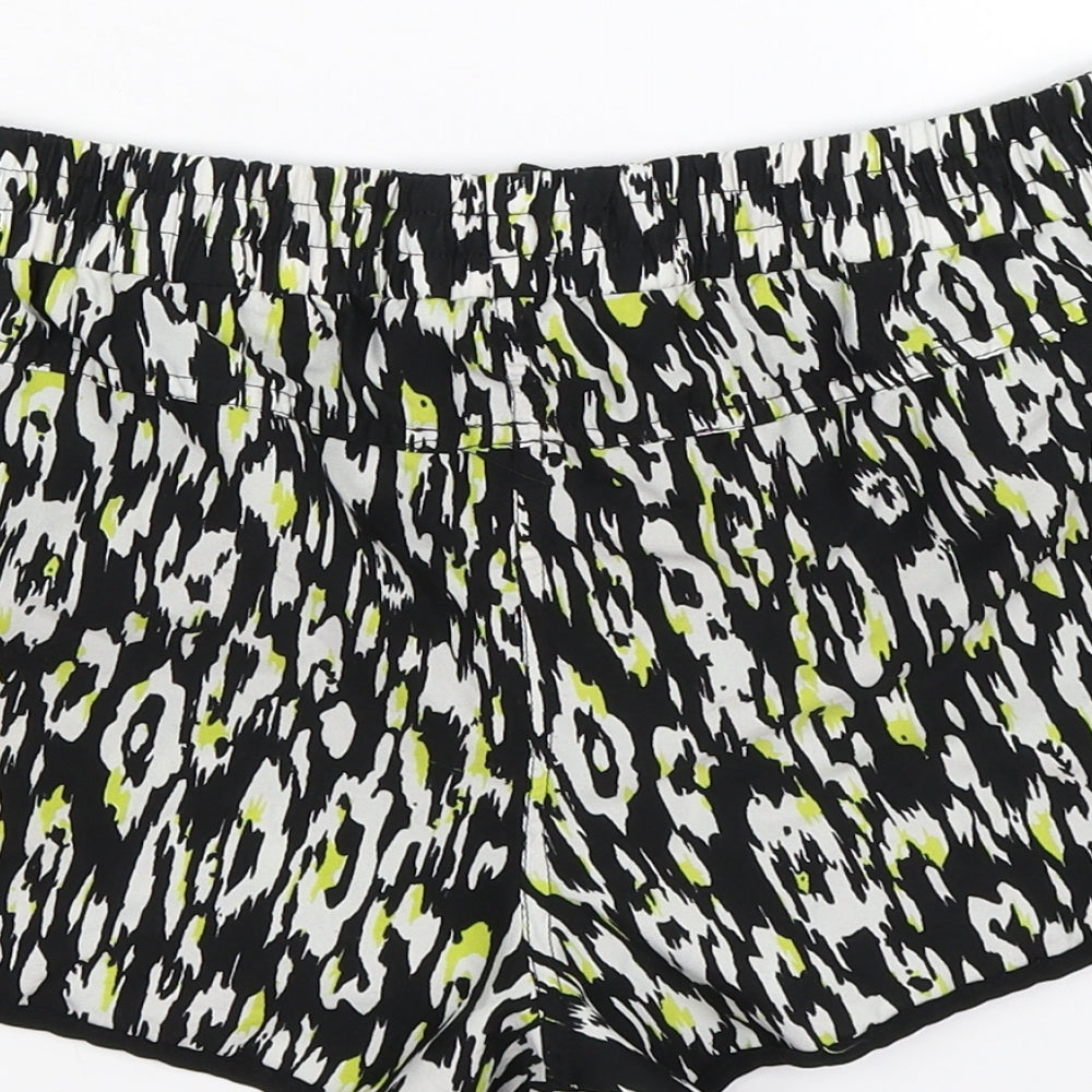 denim co Womens White Geometric Satin Sweat Shorts Size 8