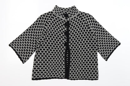 Mia Moda Womens Black Camouflage Knit Cardigan Jumper Size M