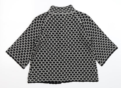 Mia Moda Womens Black Camouflage Knit Cardigan Jumper Size M