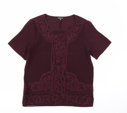 Womens UK Size 12 Warehouse Purple Basic T-Shirt