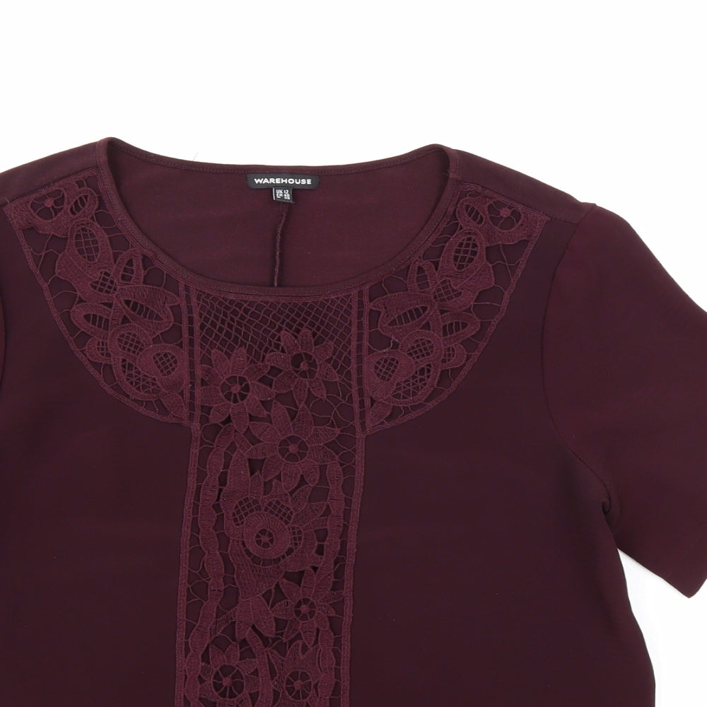 Womens UK Size 12 Warehouse Purple Basic T-Shirt