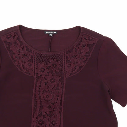 Womens UK Size 12 Warehouse Purple Basic T-Shirt