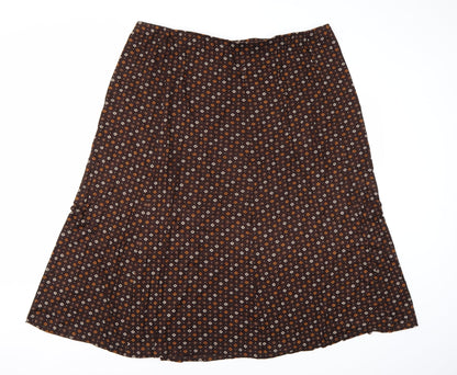 Preworn Womens Brown Geometric  A-Line Skirt