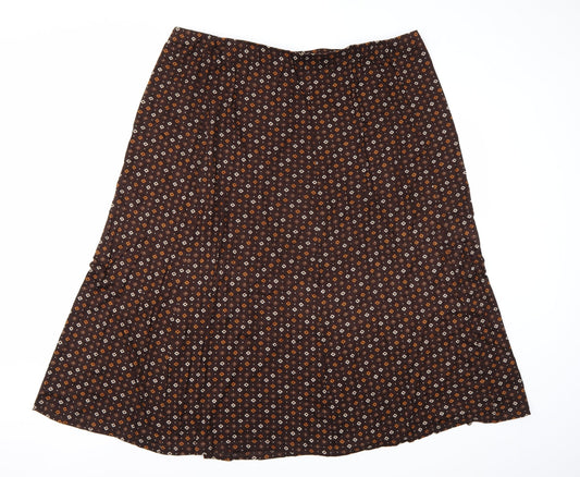 Preworn Womens Brown Geometric  A-Line Skirt