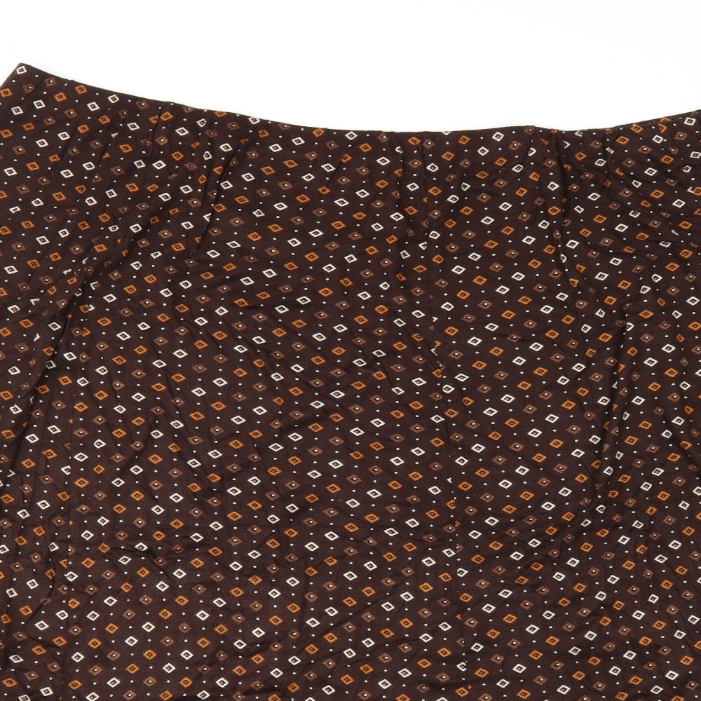 Preworn Womens Brown Geometric  A-Line Skirt