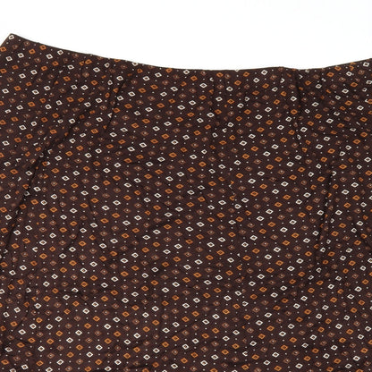 Preworn Womens Brown Geometric  A-Line Skirt