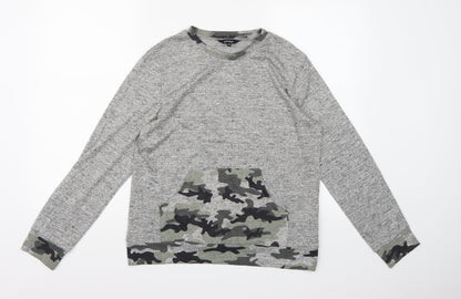 Gold Digga Womens Grey Camouflage Knit Pullover Jumper Size 14