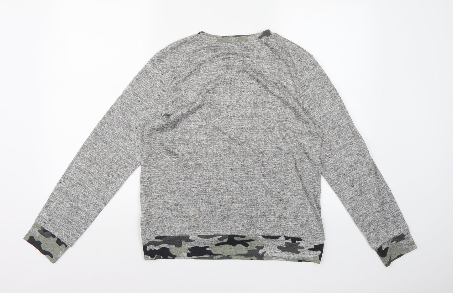 Gold Digga Womens Grey Camouflage Knit Pullover Jumper Size 14