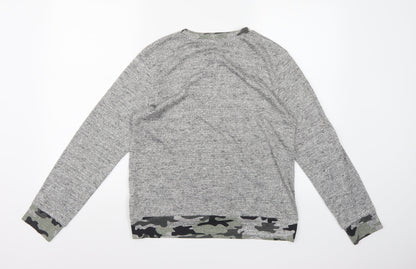 Gold Digga Womens Grey Camouflage Knit Pullover Jumper Size 14