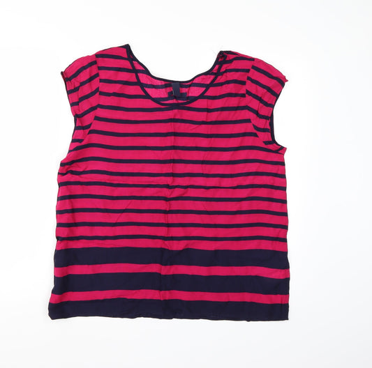 Gap Womens Pink Striped Chambray Basic T-Shirt Size L