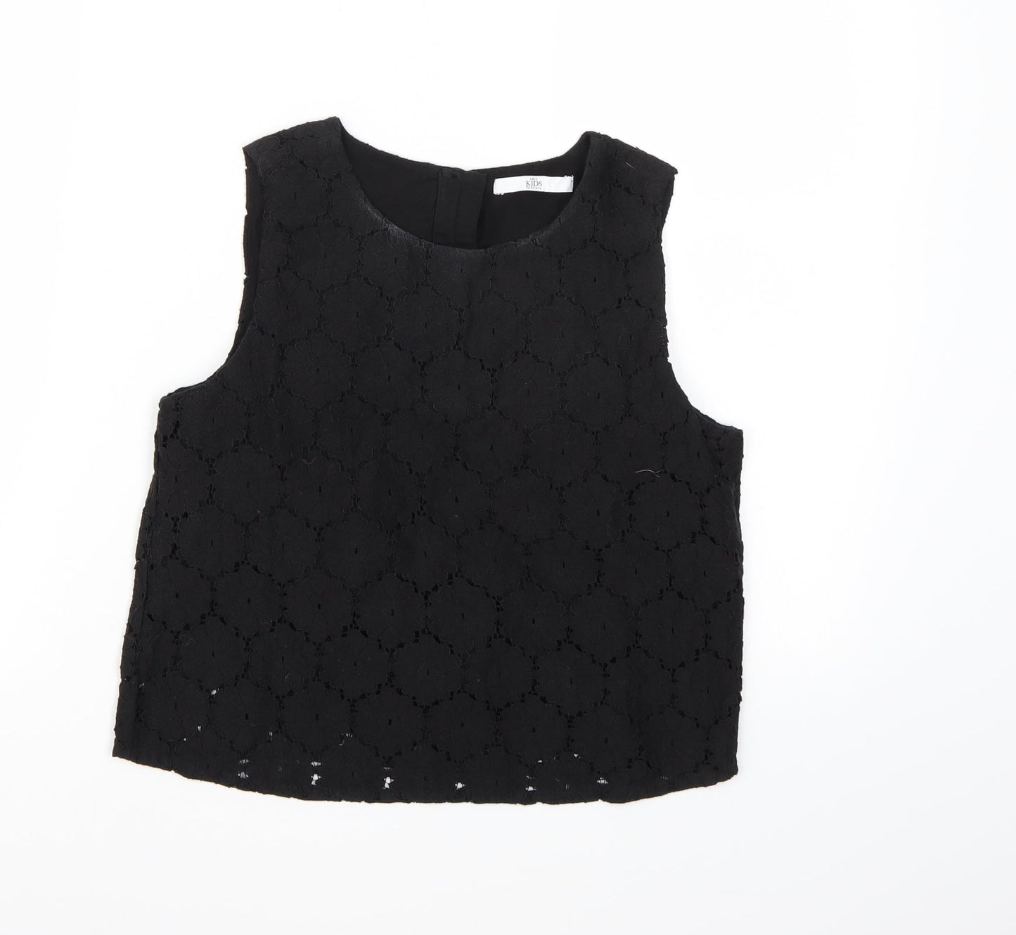 Marks and Spencer Girls Black Floral  Cropped Tank Size 12-13 Years