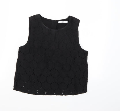 Marks and Spencer Girls Black Floral  Cropped Tank Size 12-13 Years