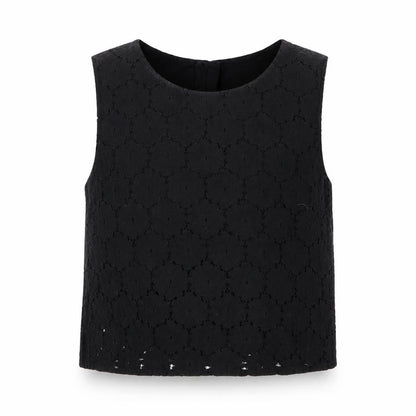 Marks & Spencer Girls Black Floral  Cropped Tank Size 12-13 Years