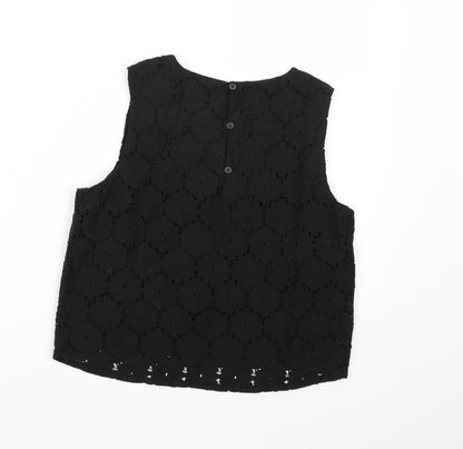 Marks and Spencer Girls Black Floral  Cropped Tank Size 12-13 Years