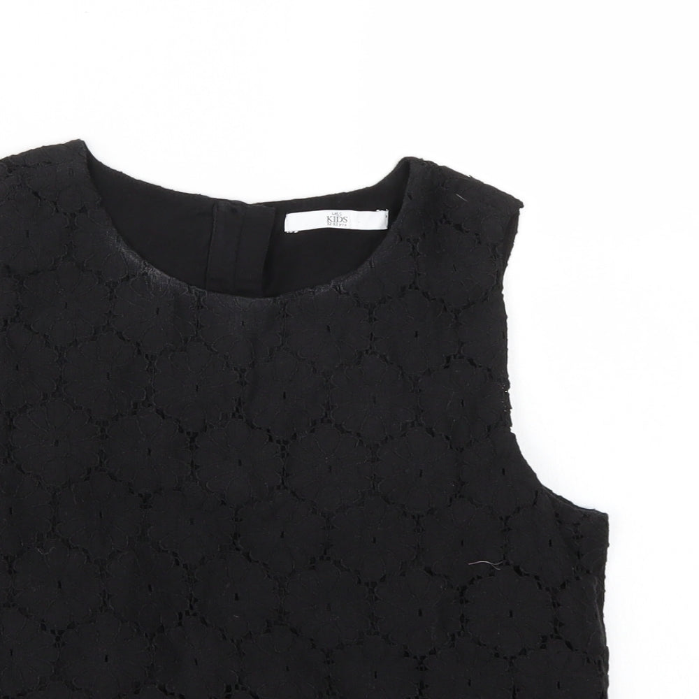 Marks and Spencer Girls Black Floral  Cropped Tank Size 12-13 Years