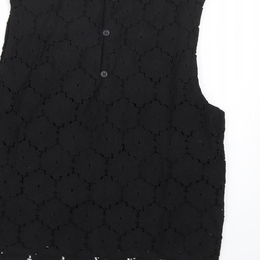 Marks and Spencer Girls Black Floral  Cropped Tank Size 12-13 Years