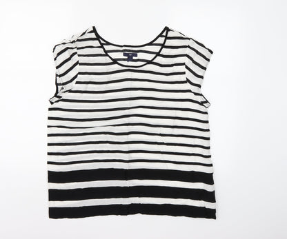 gapwhi Womens White Striped Chiffon Basic T-Shirt Size L