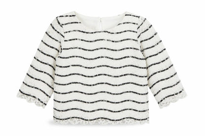 Young Dimension Girls White Striped  Basic Blouse Size 6-7 Years