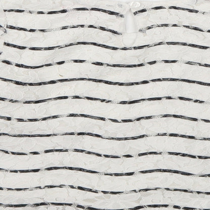 Young Dimension Girls White Striped  Basic Blouse Size 6-7 Years