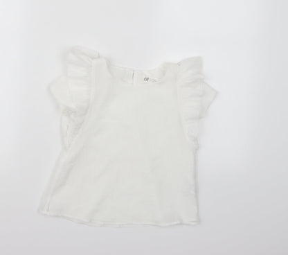 H&M Girls White   Basic Blouse Size 6 Years