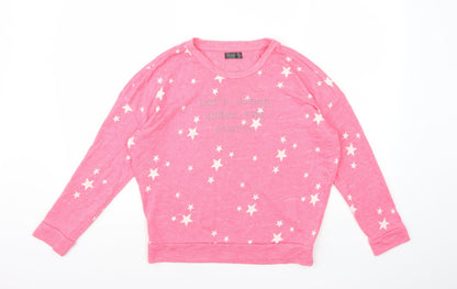 F&F Womens Pink  Knit Top Pyjama Top Size 8