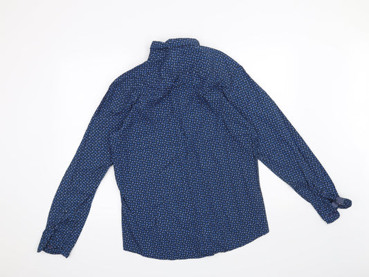 Mens UK Size S John Miller Blue  Button-Up Long Sleeve Casual Shirt