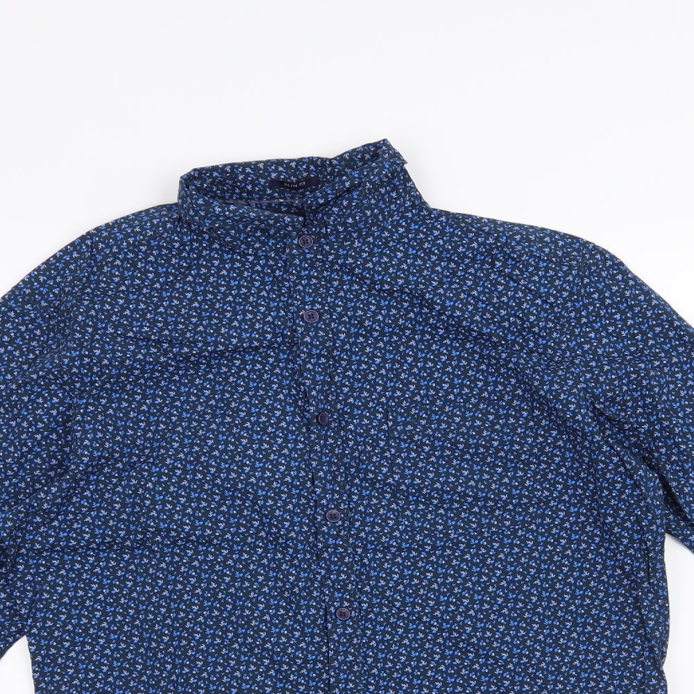 Mens UK Size S John Miller Blue  Button-Up Long Sleeve Casual Shirt