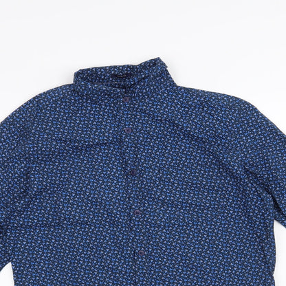 Mens UK Size S John Miller Blue  Button-Up Long Sleeve Casual Shirt