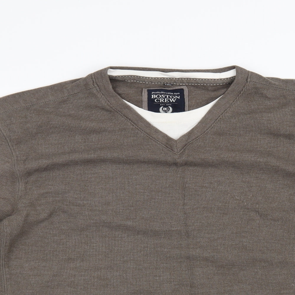 BOSTON CREW Mens Brown   Pullover Jumper Size XL