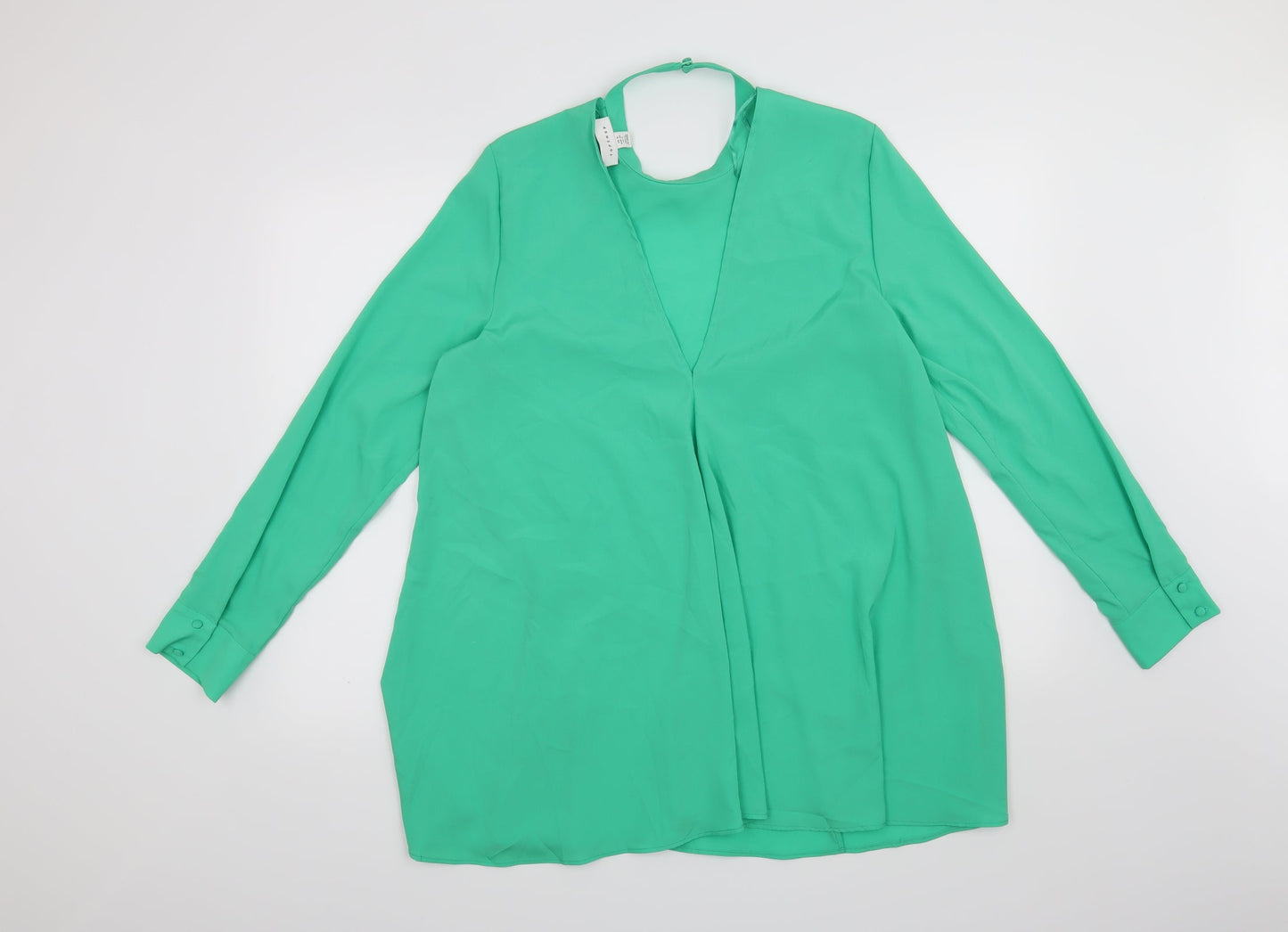 Womens UK Size 12 Topshop Green Basic Blouse