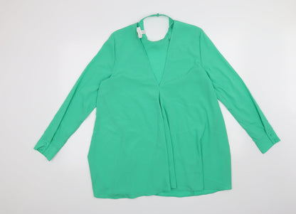 Womens UK Size 12 Topshop Green Basic Blouse