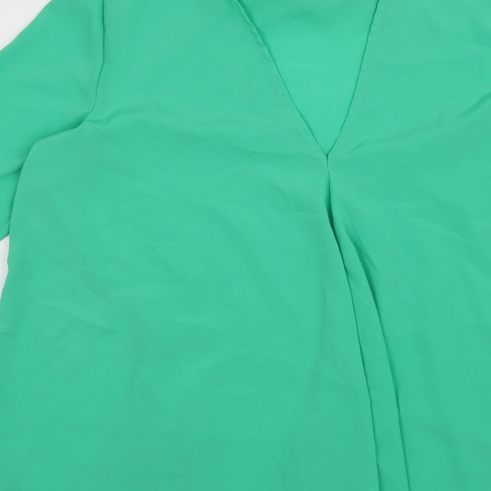 Womens UK Size 12 Topshop Green Basic Blouse