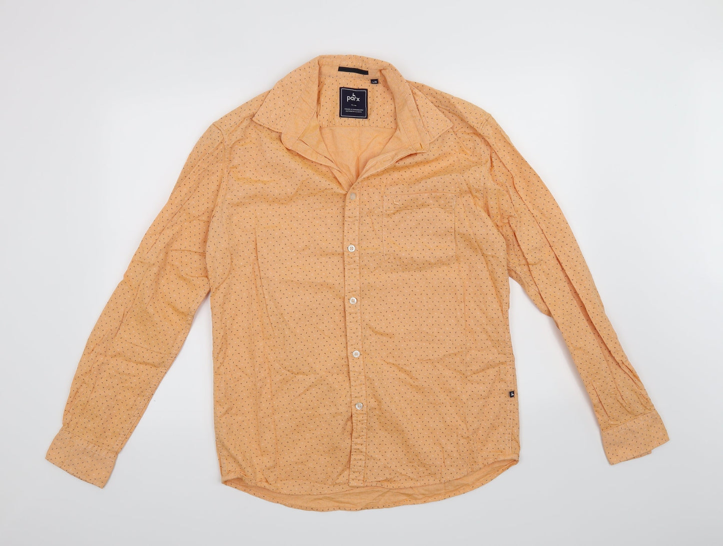 Mens UK Size S Parx Denim Orange  Button-Up Long Sleeve Casual Shirt