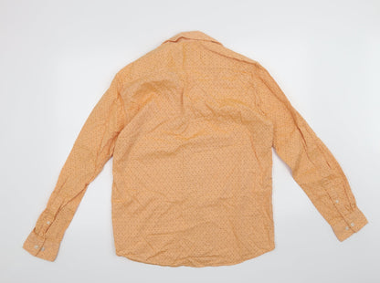 Mens UK Size S Parx Denim Orange  Button-Up Long Sleeve Casual Shirt