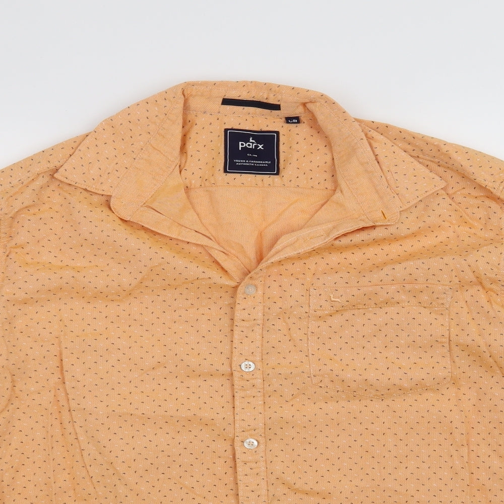 Mens UK Size S Parx Denim Orange  Button-Up Long Sleeve Casual Shirt