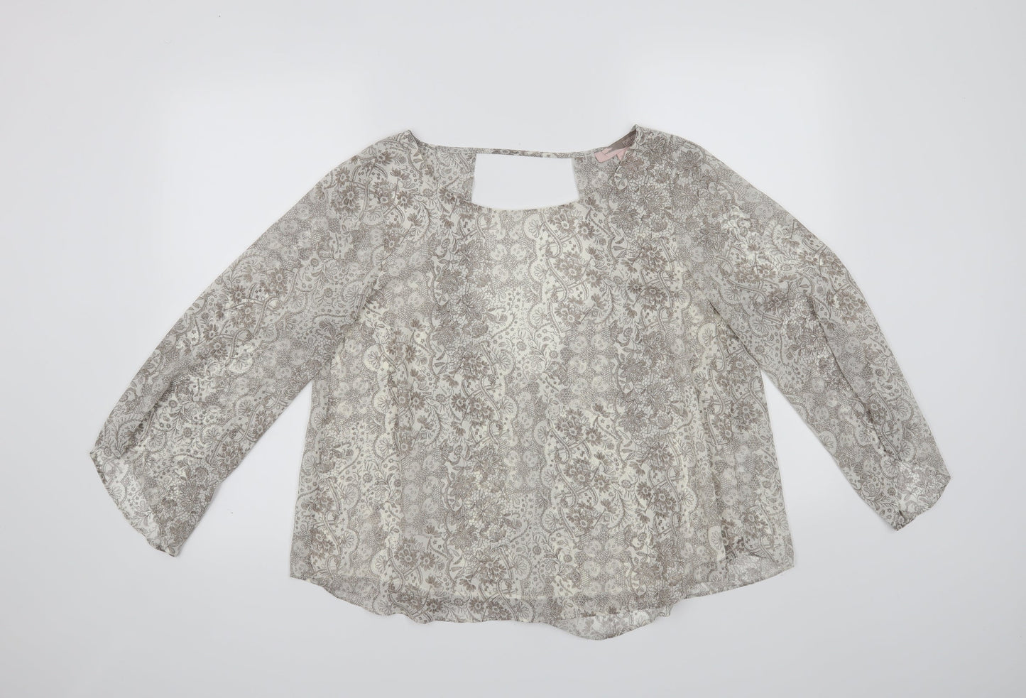 FOREVER 21 Womens Beige Floral  Basic Blouse Size M