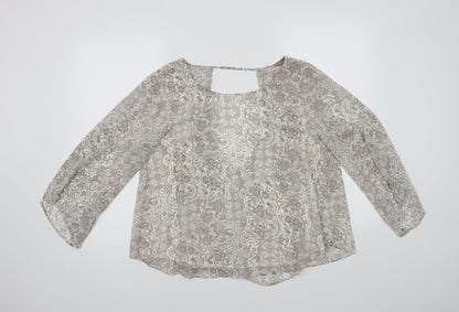 FOREVER 21 Womens Beige Floral  Basic Blouse Size M