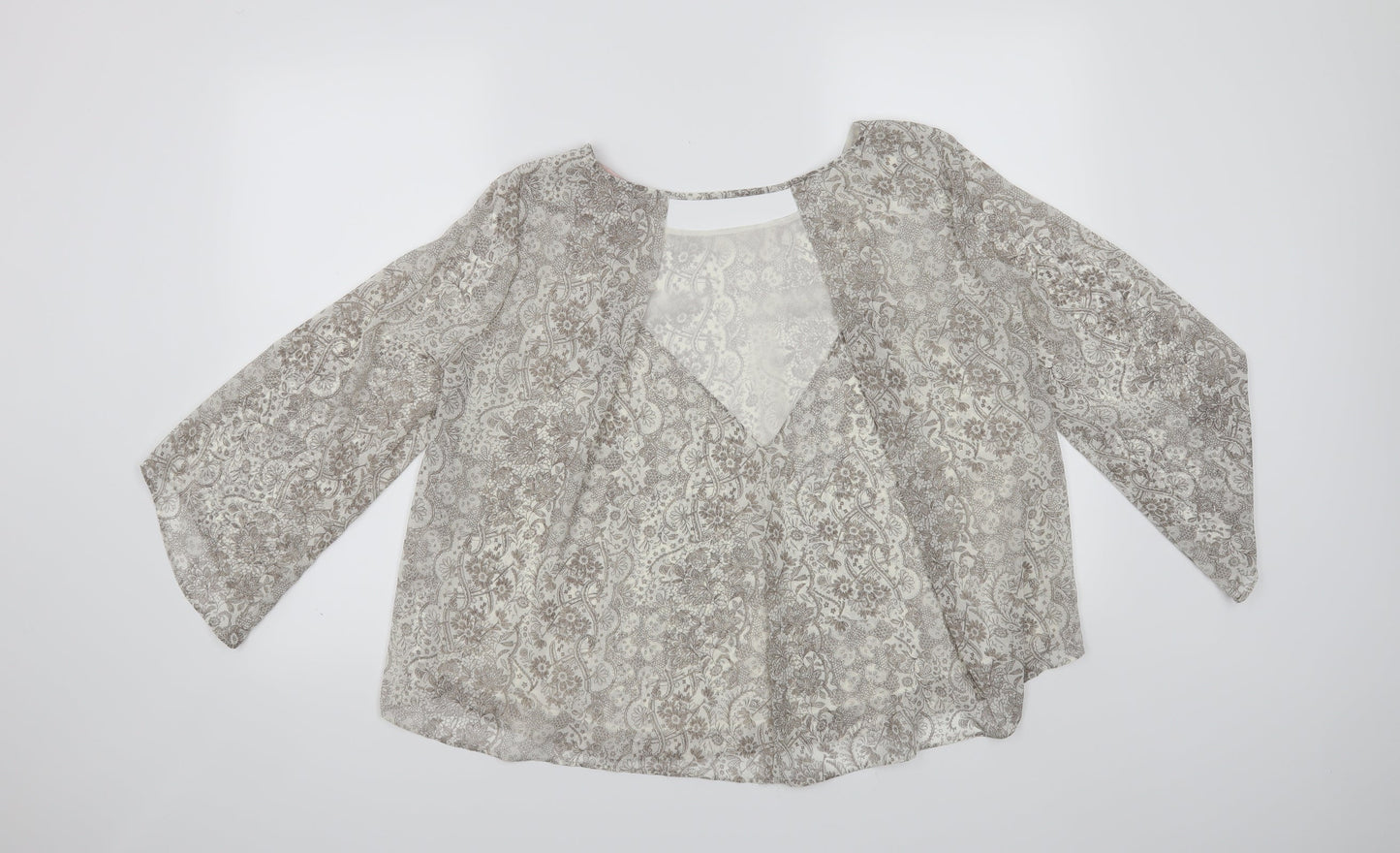 FOREVER 21 Womens Beige Floral  Basic Blouse Size M