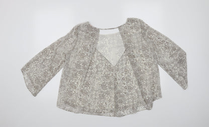 FOREVER 21 Womens Beige Floral  Basic Blouse Size M