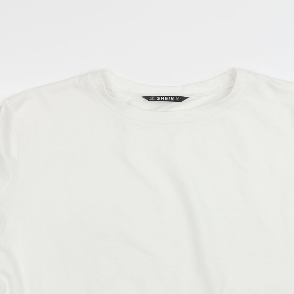 SheIn Womens White Animal Print  Basic T-Shirt Size L