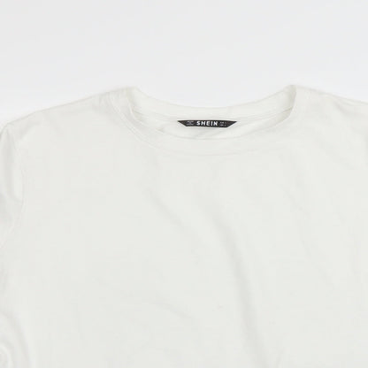 SheIn Womens White Animal Print  Basic T-Shirt Size L