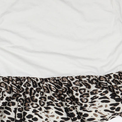 SheIn Womens White Animal Print  Basic T-Shirt Size L
