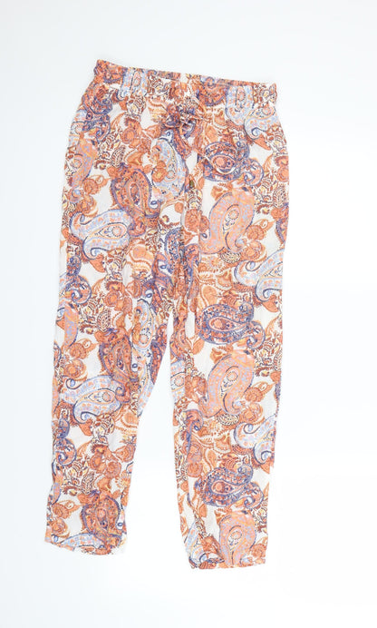 F&F Womens Ivory Geometric  Trousers  Size 8 L28 in