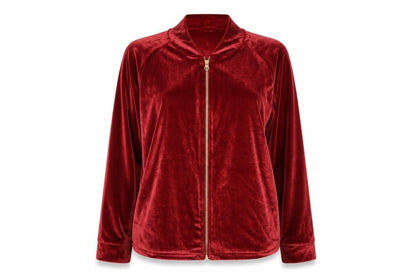 Golddigga Womens Red  Velvet Full Zip Sweatshirt Size 12