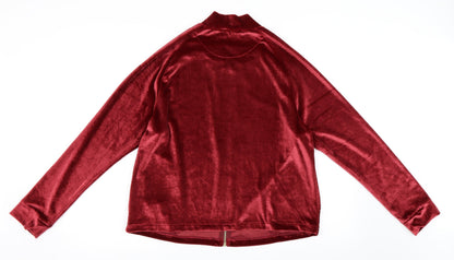 Golddigga Womens Red  Velvet Full Zip Sweatshirt Size 12