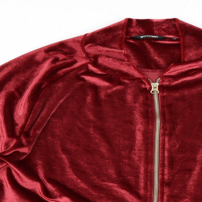 Golddigga Womens Red  Velvet Full Zip Sweatshirt Size 12