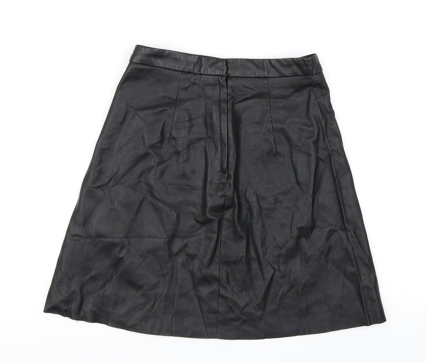 H&M Womens Black   Pleated Skirt Size 6  - Faux Leather