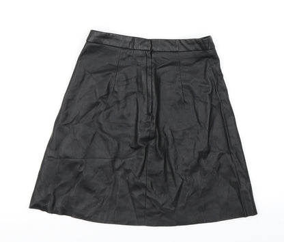 H&M Womens Black   Pleated Skirt Size 6  - Faux Leather