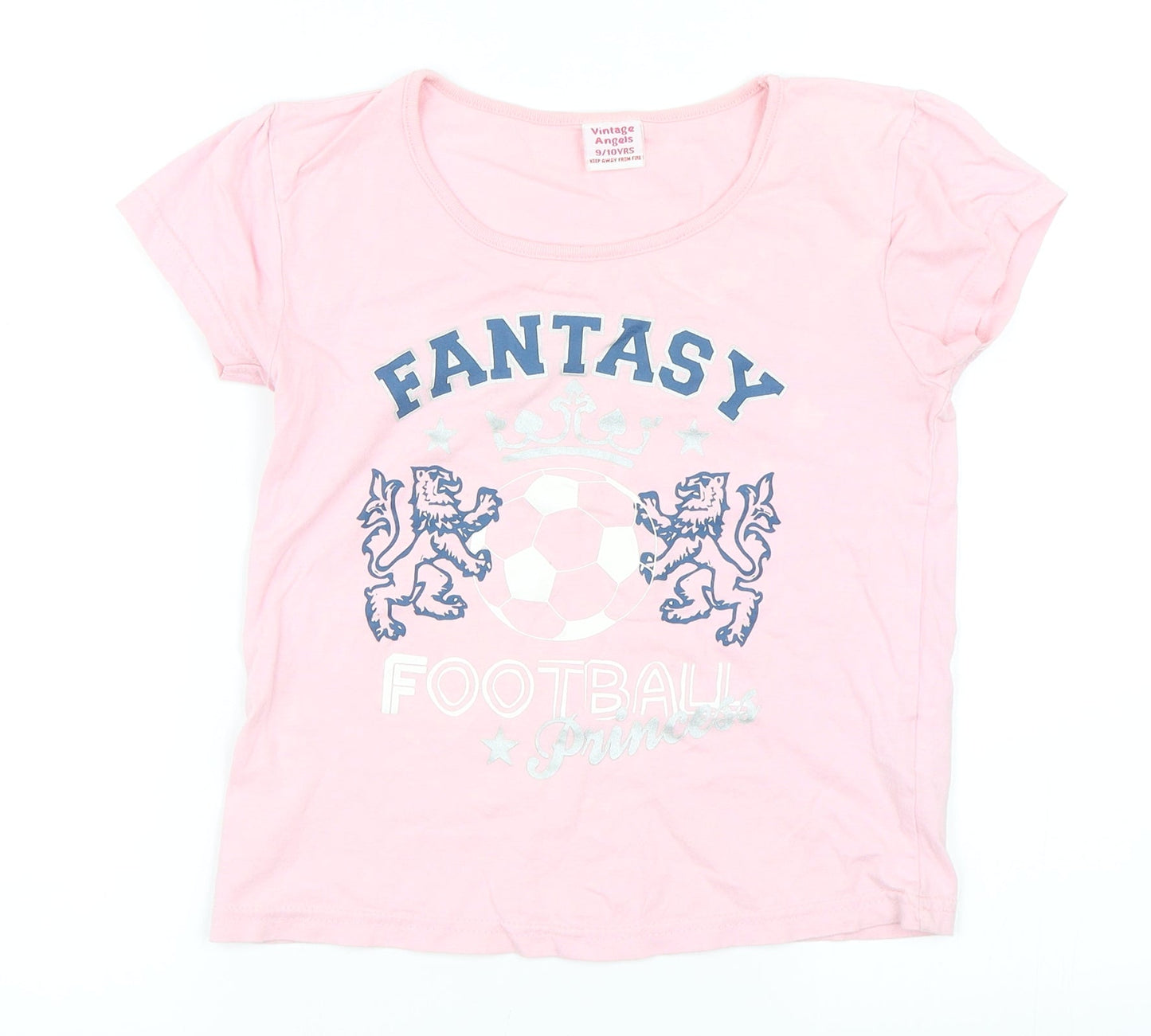 Vintage Angels Girls Pink   Basic T-Shirt Size 9 Years